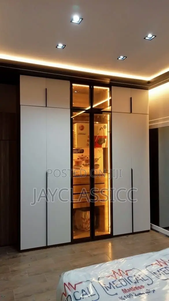 Modern Design Walldrobe With Profile Glass Door and Led Lights