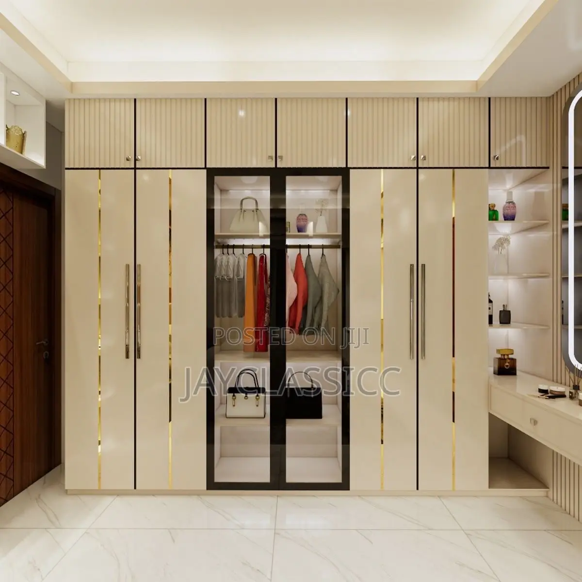 Modern Design Walldrobe With Profile Glass Door and Led Lights