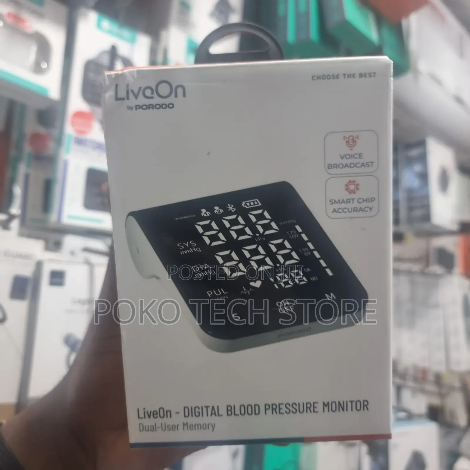 Porodo LiveOn Digital Blood Pressure Monitor (Dual-User Memory)