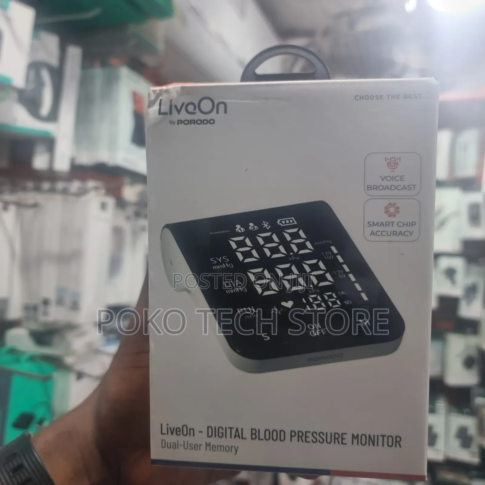 Porodo LiveOn Digital Blood Pressure Monitor (Dual-User Memory)