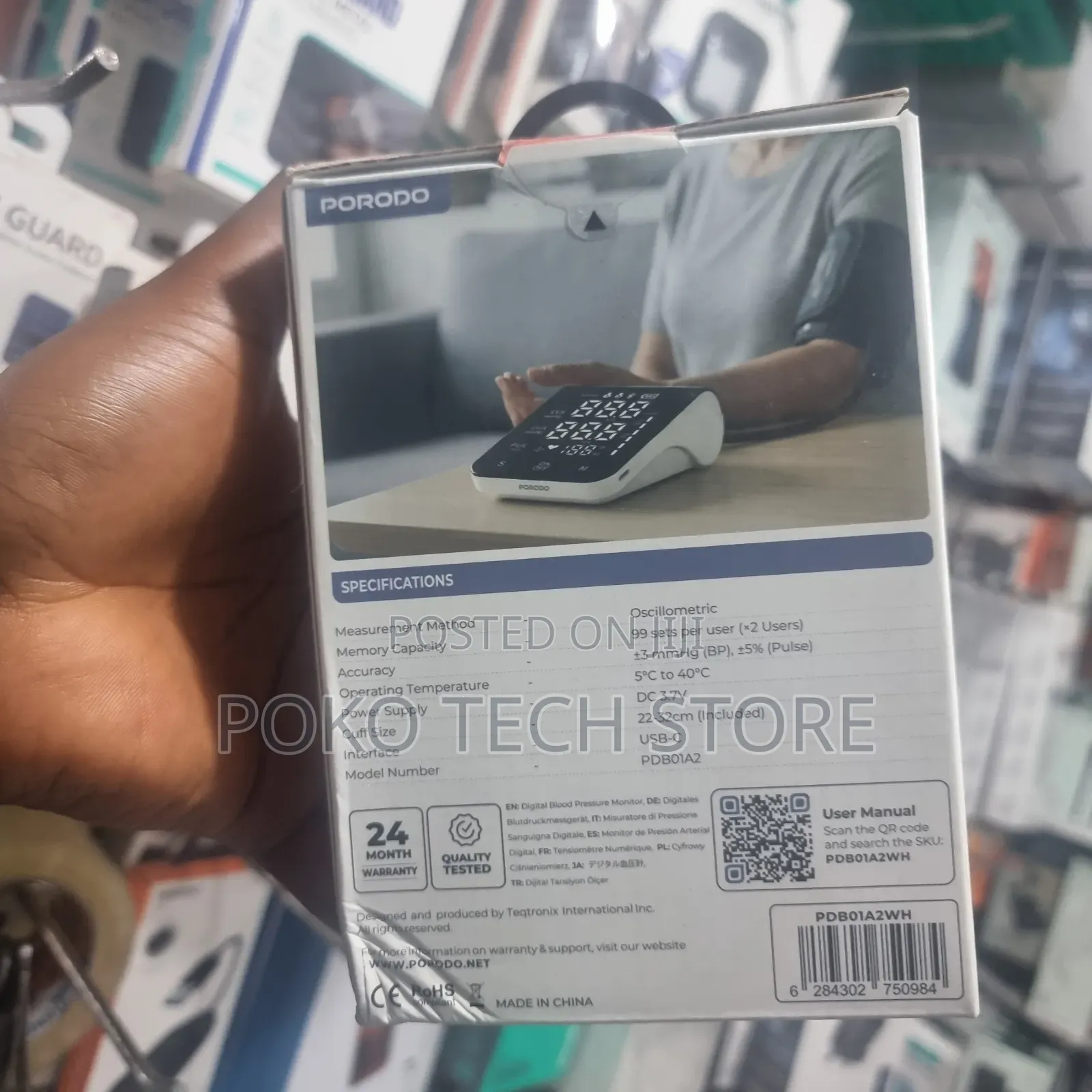 Porodo LiveOn Digital Blood Pressure Monitor (Dual-User Memory)