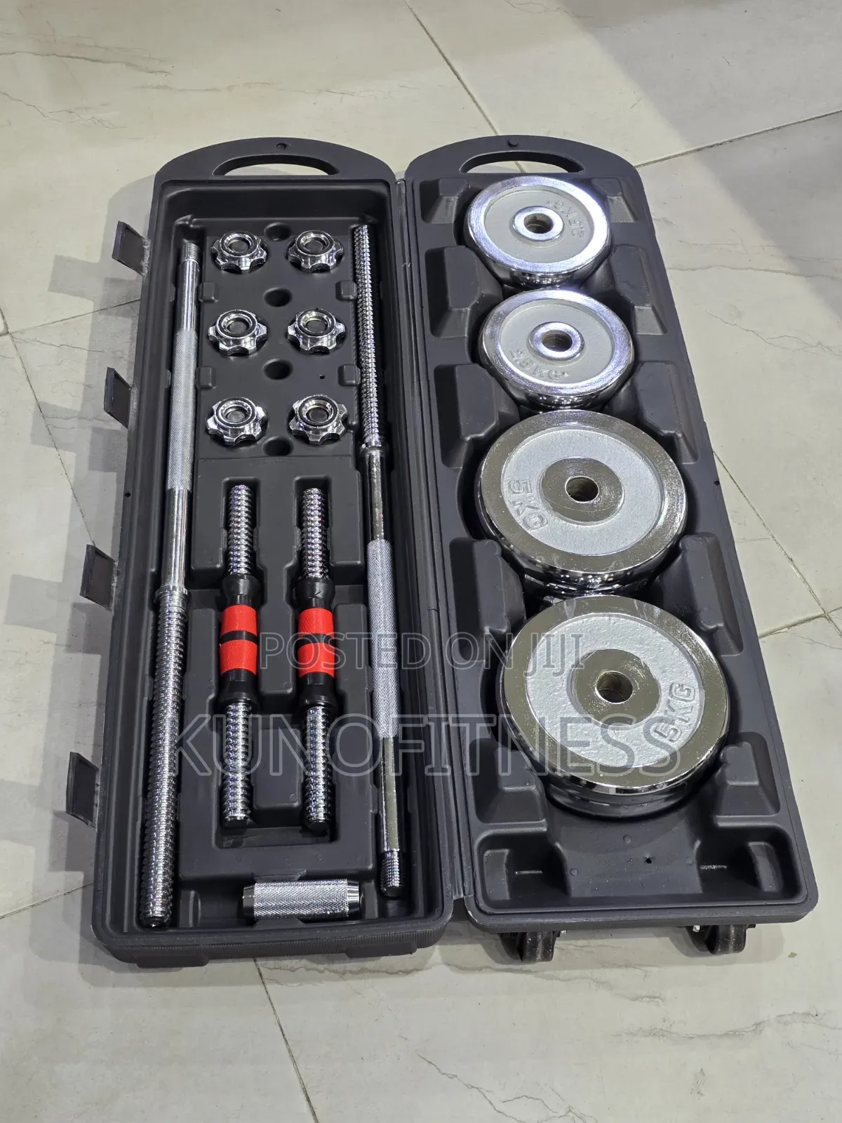 Heavy-Duty 50kg Iron Dumbbell Set With Barbell Rod
