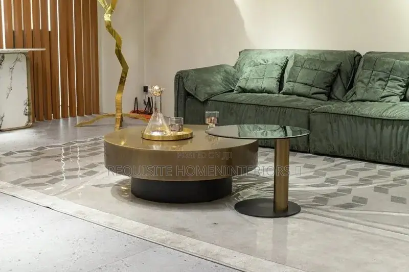 Aurelius Modern Brushed Brass & Smoked Glass Nesting Coffee Table Set