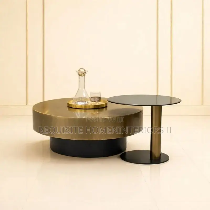 Aurelius Modern Brushed Brass & Smoked Glass Nesting Coffee Table Set