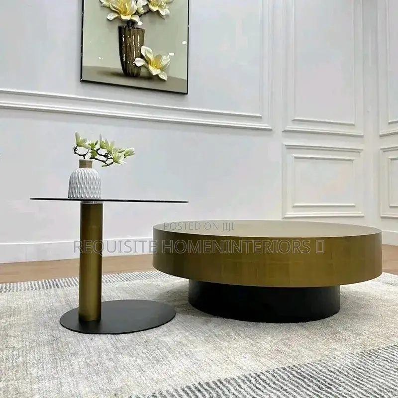 Aurelius Modern Brushed Brass & Smoked Glass Nesting Coffee Table Set
