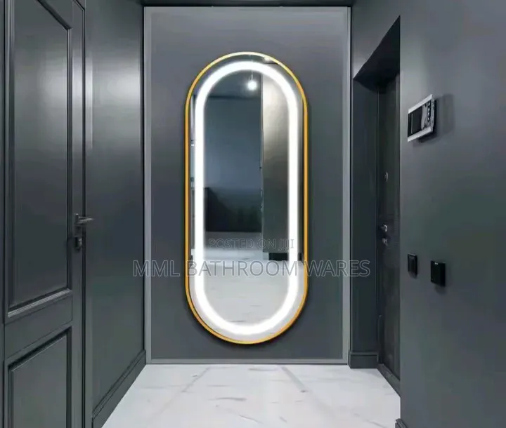 Wall Mounted Bathroom LED Mirrors With Gold Frame