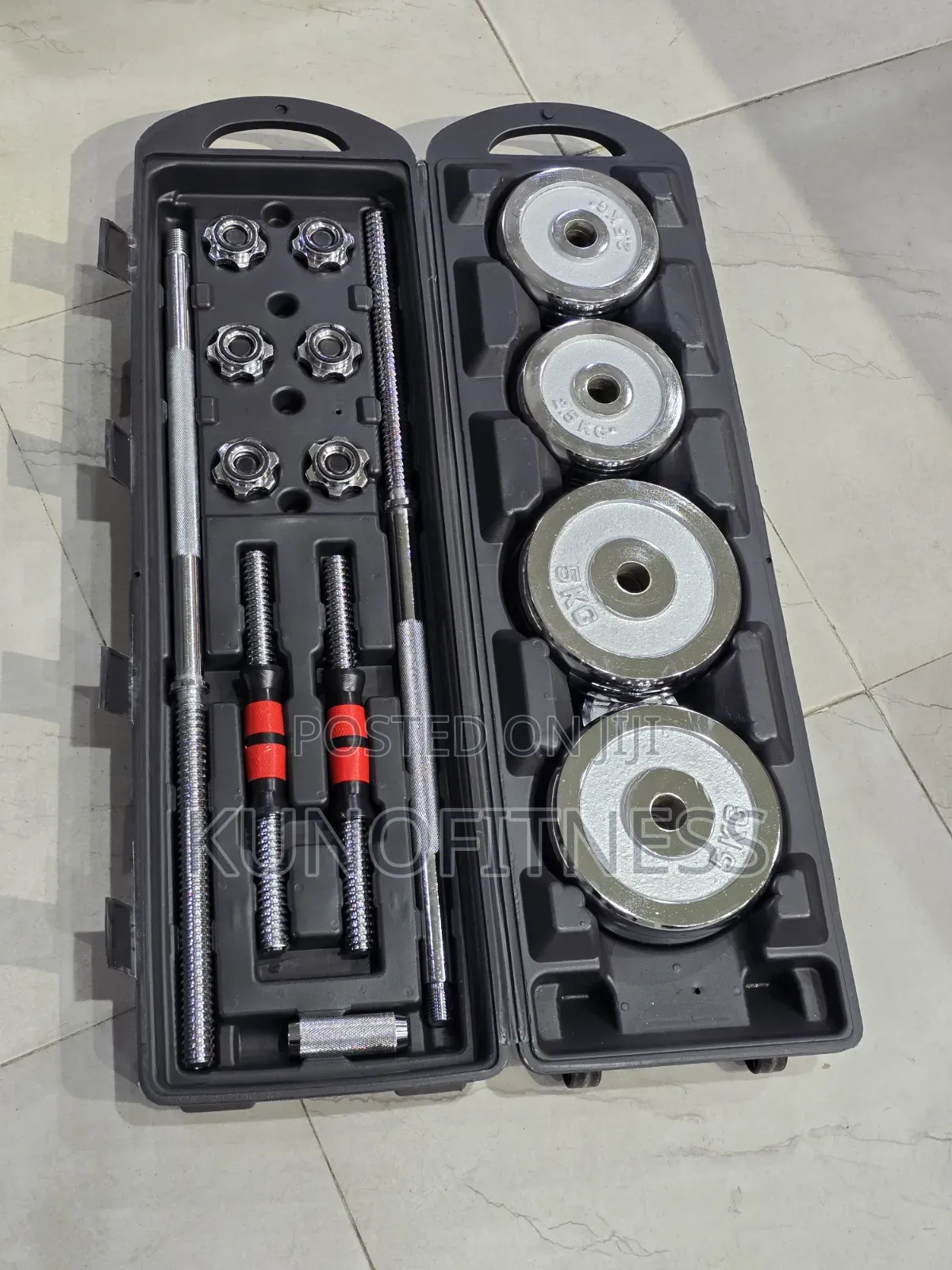 50KG Home Gym Dumbbell & Barbell Set With Case