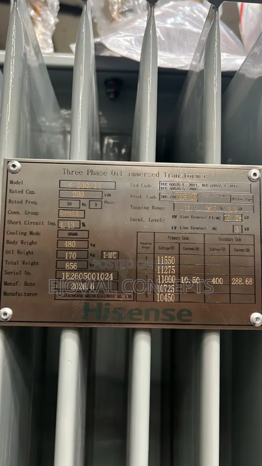 Hisense STEPDOWN/UP 50kva11/0.4kv Transformer