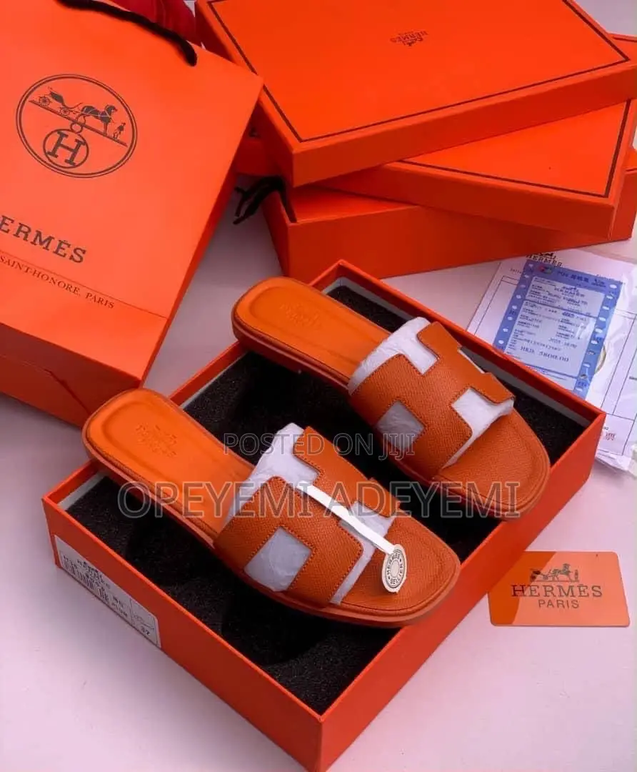 Maroon Hermes Slippers