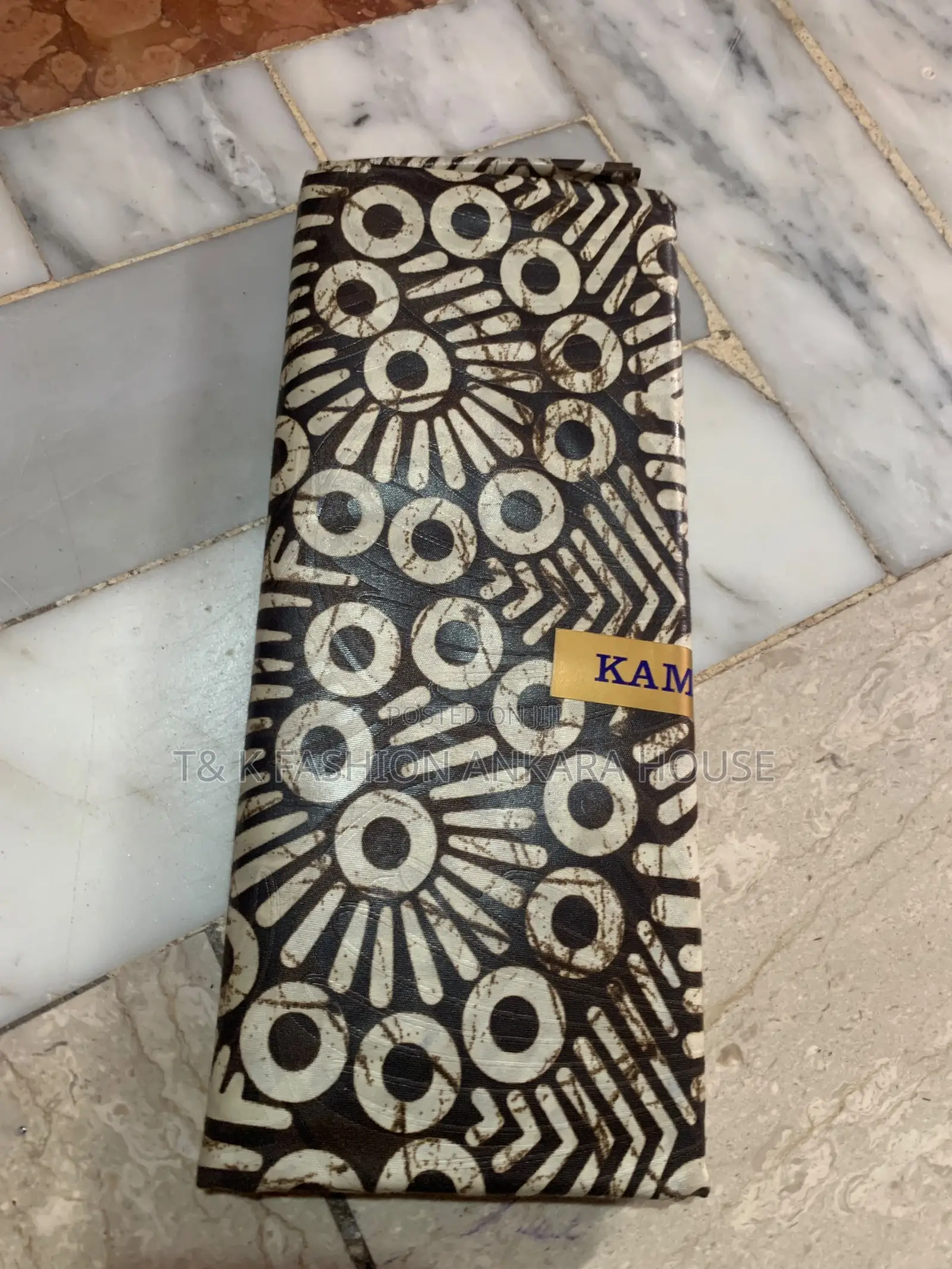 Brown and Cream Circles (KAM) Adire 5 Yards