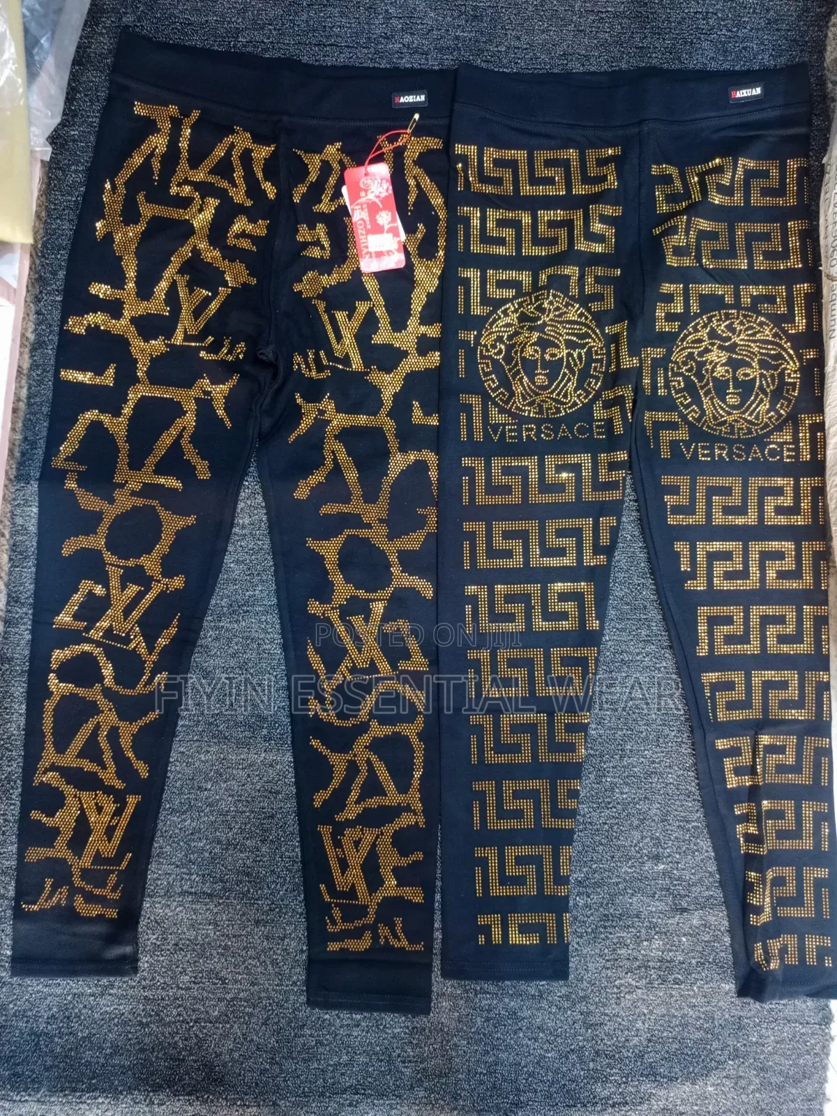 High Quality Black & Gold Statement Leggings