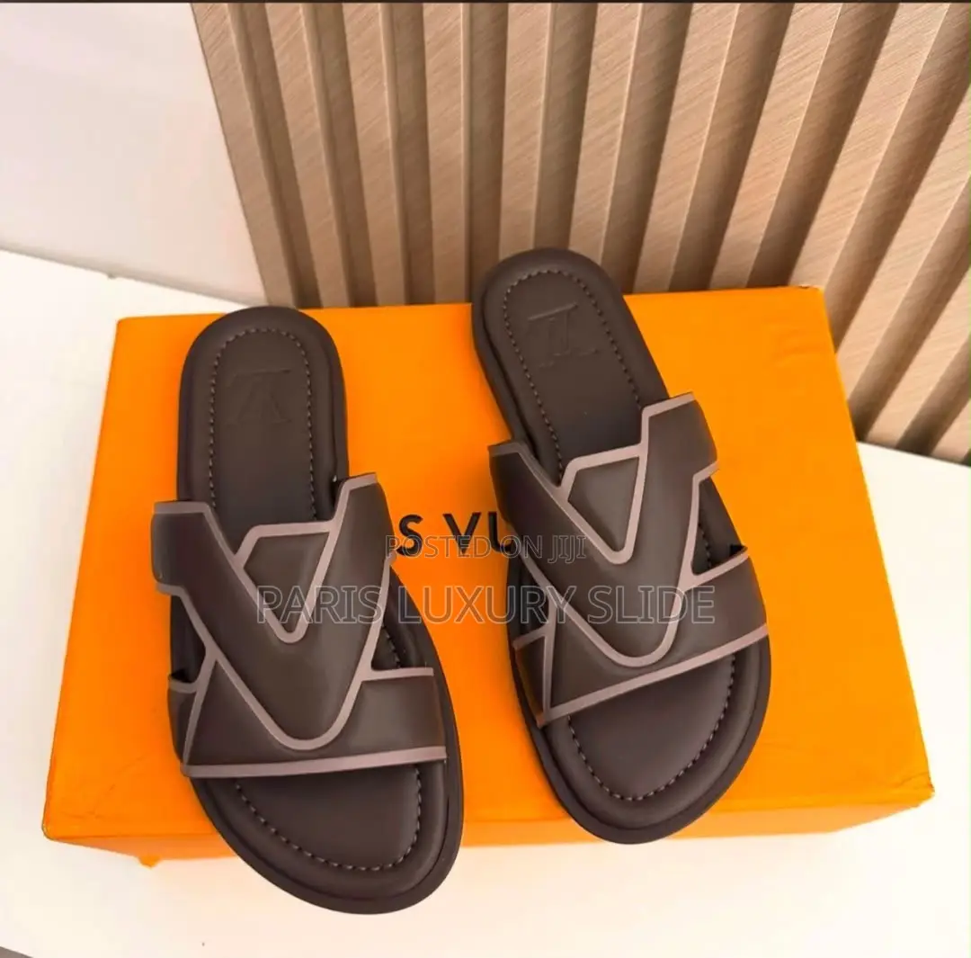 Louis Vuitton LV Oasis Slides Black Designer Palm Slippers Luxury Box