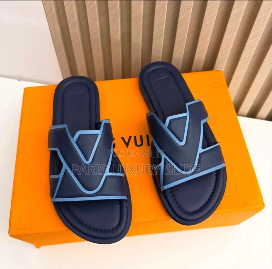 Louis Vuitton LV Oasis Slides Black Designer Palm Slippers Luxury Box