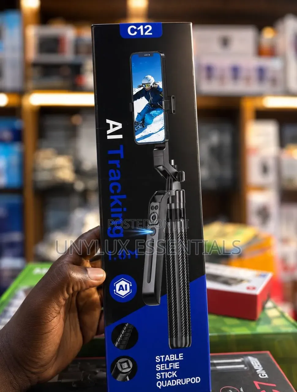 C12 AI Tracking Selfie Stick Tripod With a 1.8-Meter Extension Length.