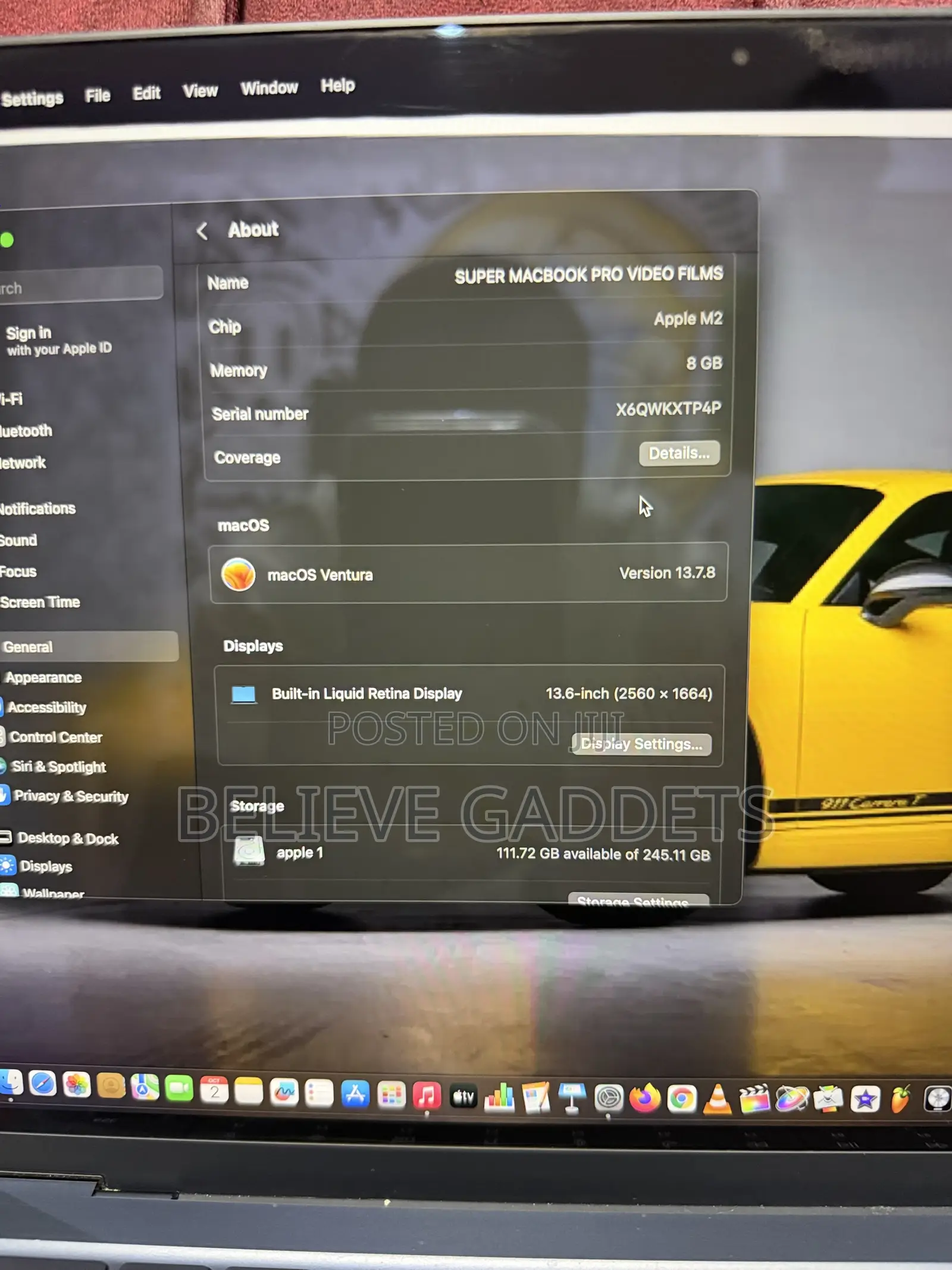 Laptop Apple MacBook Air 2022 M2 8GB Apple M2 SSD 256GB