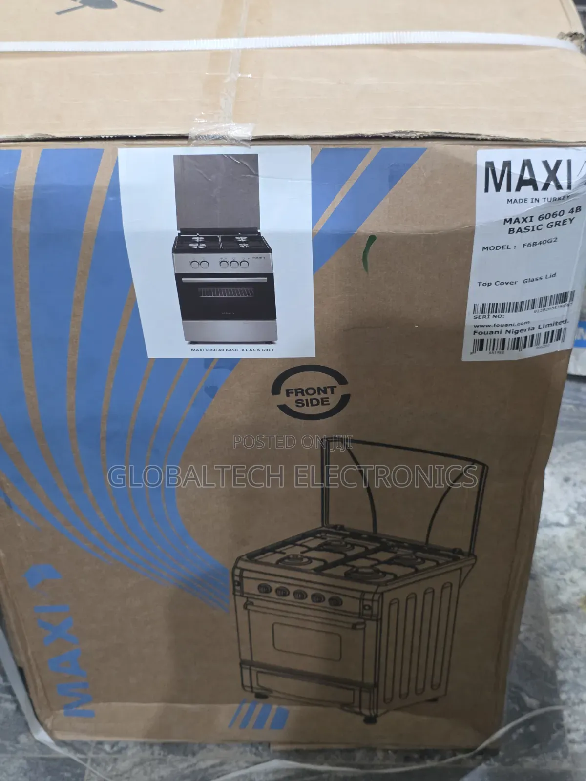 Durable Maxi 60×60cm 4-Burner Gas Cooker – Grey | 6060