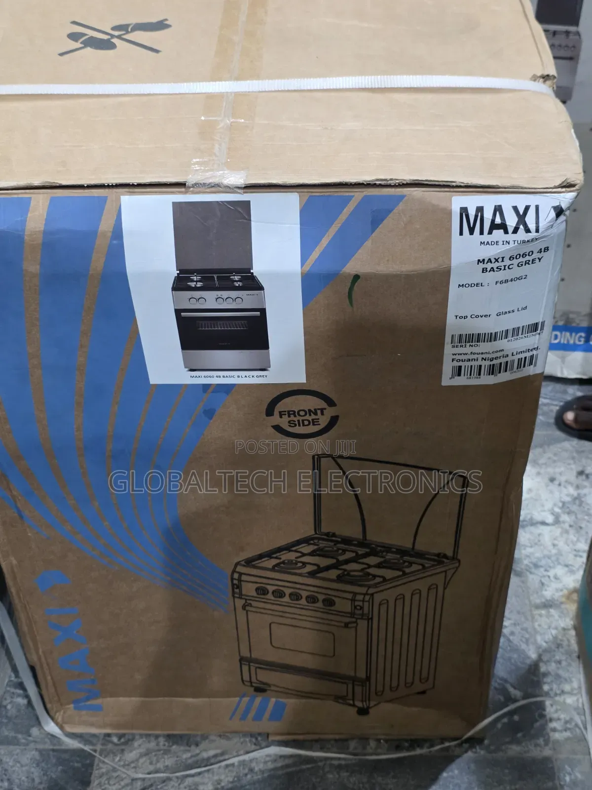 Durable Maxi 60×60cm 4-Burner Gas Cooker – Grey | 6060