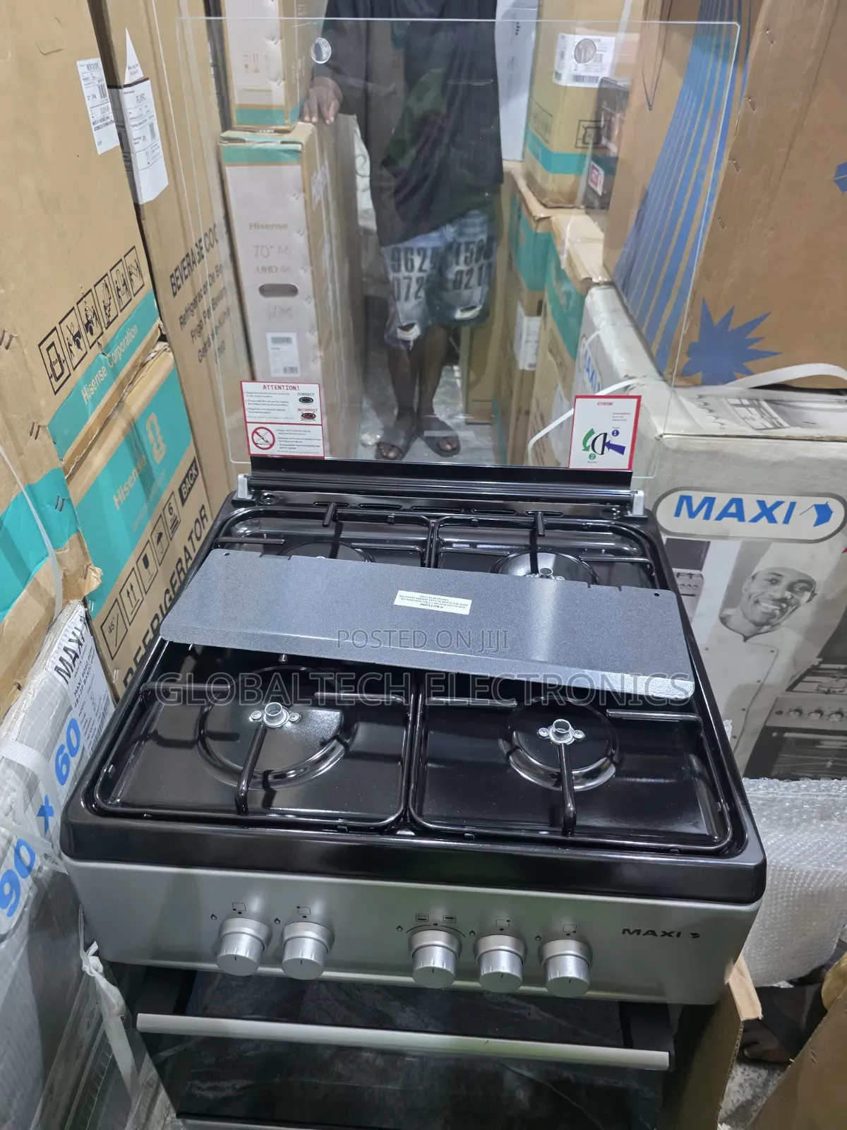 Durable Maxi 60×60cm 4-Burner Gas Cooker – Grey | 6060