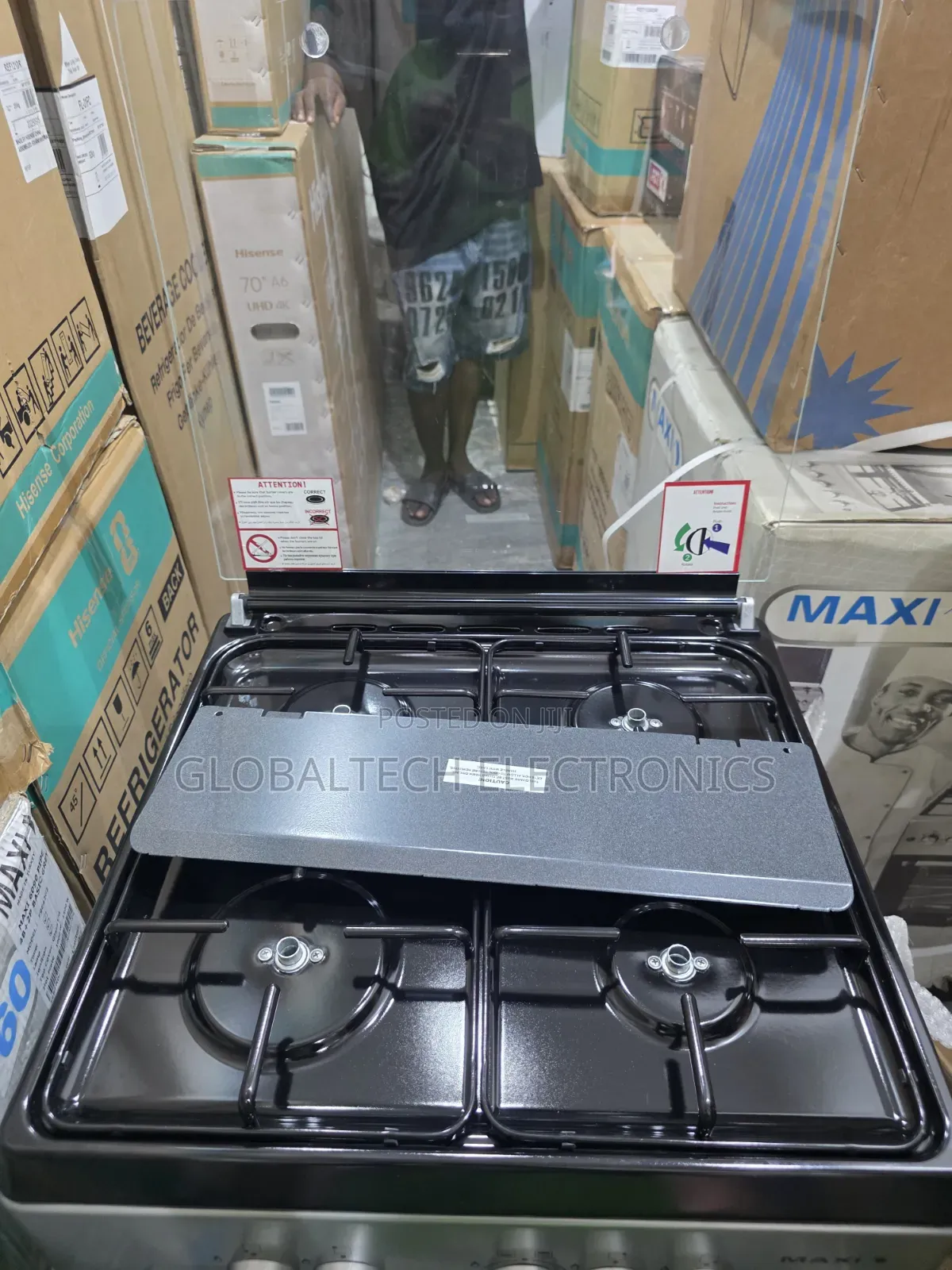 Durable Maxi 60×60cm 4-Burner Gas Cooker – Grey | 6060