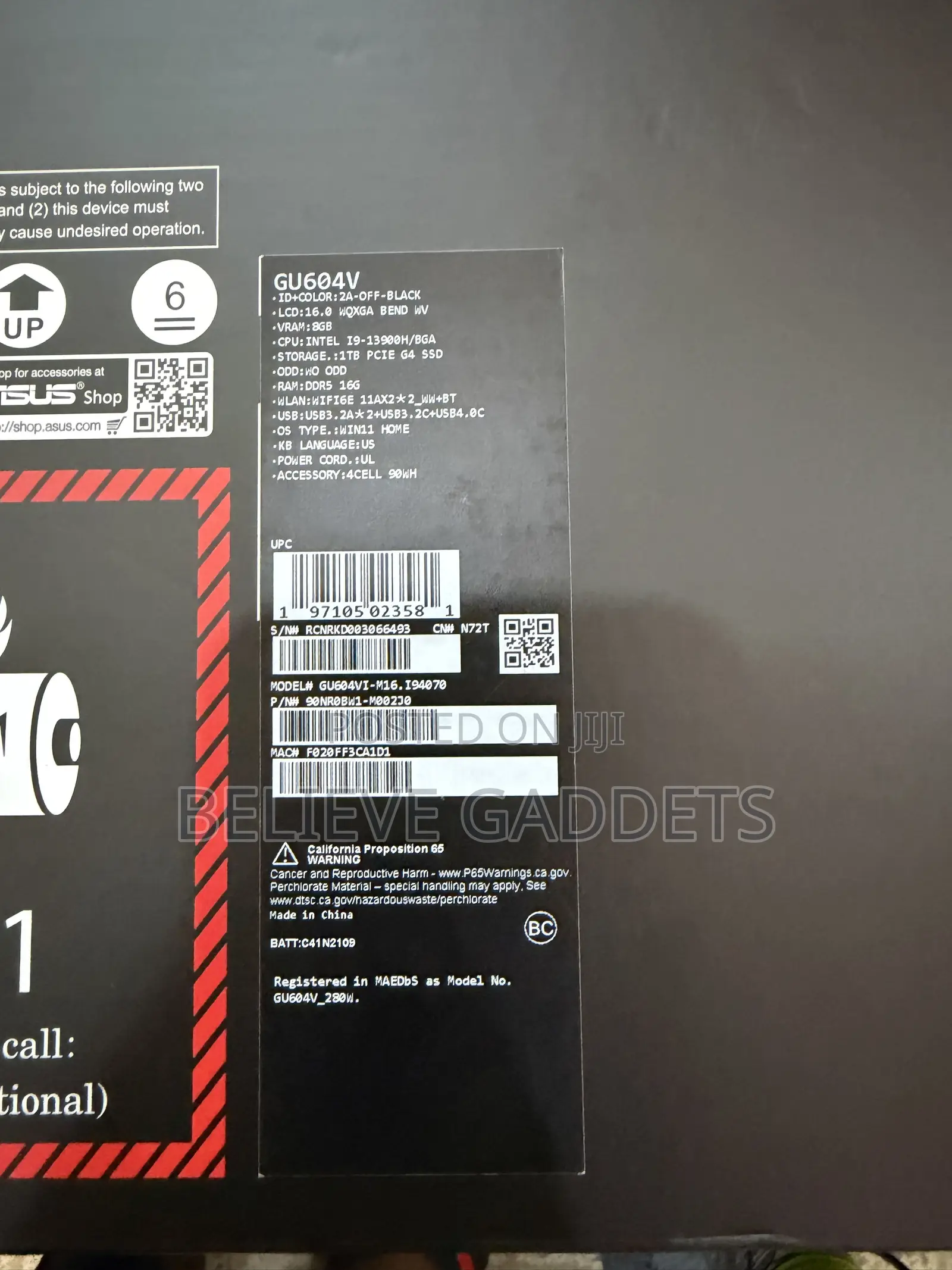 Laptop Asus ROG Zephyrus M16 16GB Intel Core i9 SSD 1T