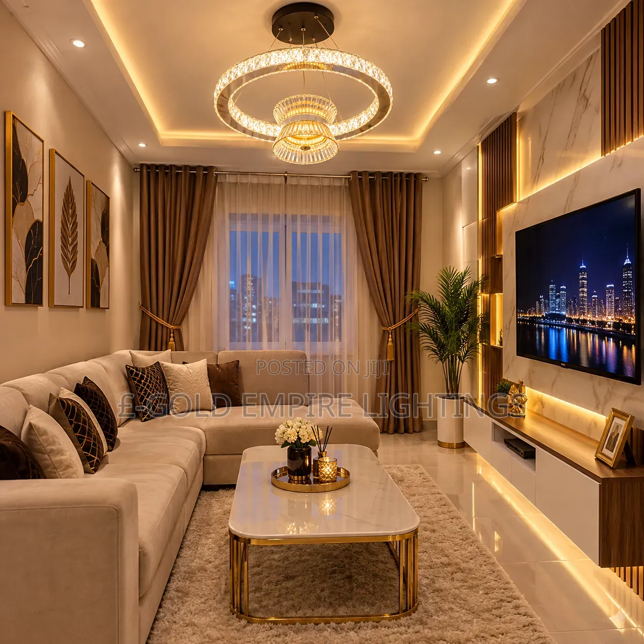 Luxury Crystal Ring Chandelier – For Living Room, Bedroom, Kitchen