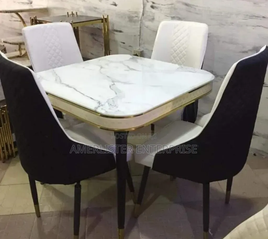 Double Layer Marble Top Dining Set