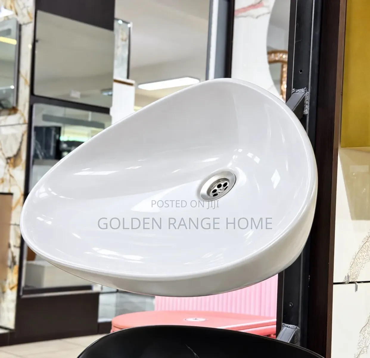 Black and Curved Design Wash Hands Basin