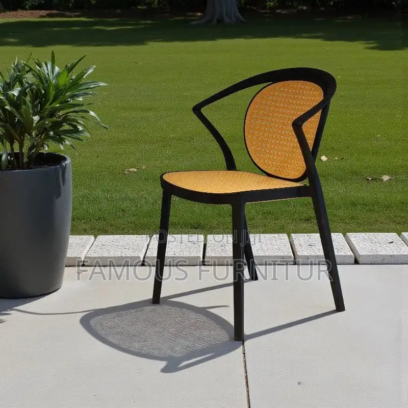 Armchair With a Yellow Rattan-Style Seat and Backrest, Similar