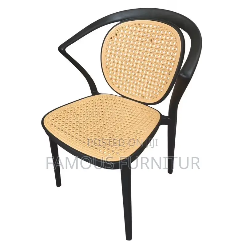 Armchair With a Yellow Rattan-Style Seat and Backrest, Similar