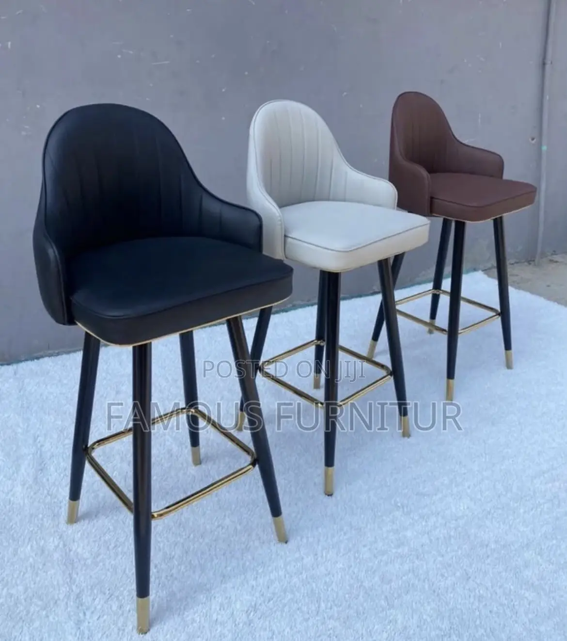 Leather 360° Swivel Counter Height Bar Stools, With Back and Footrest