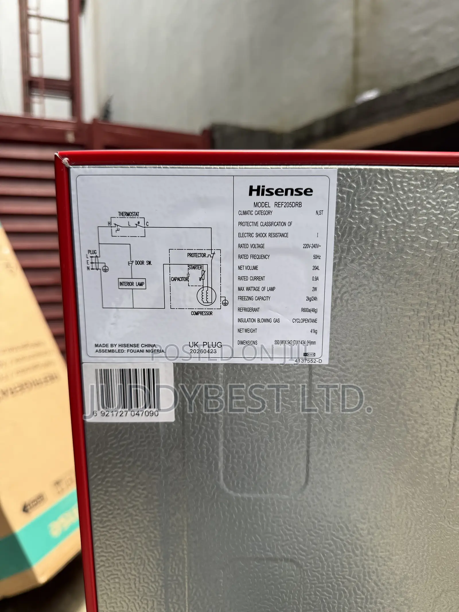 Hisense 205DRB Double Door Refrigerator Red Colour 205L