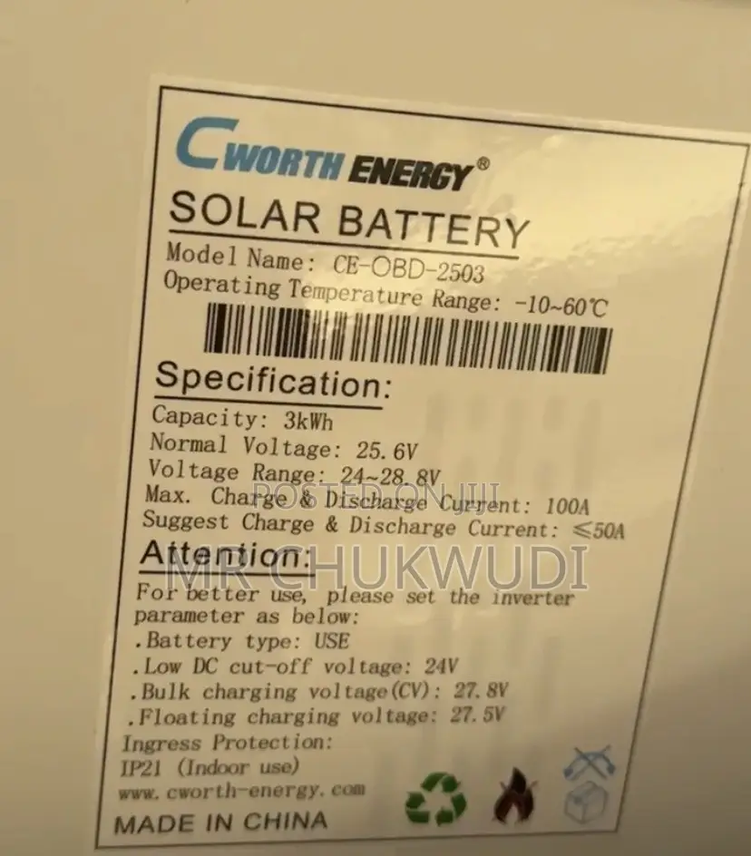 3kwh 25.6v Cworth Energy Solar Lithium Batteries Is Available