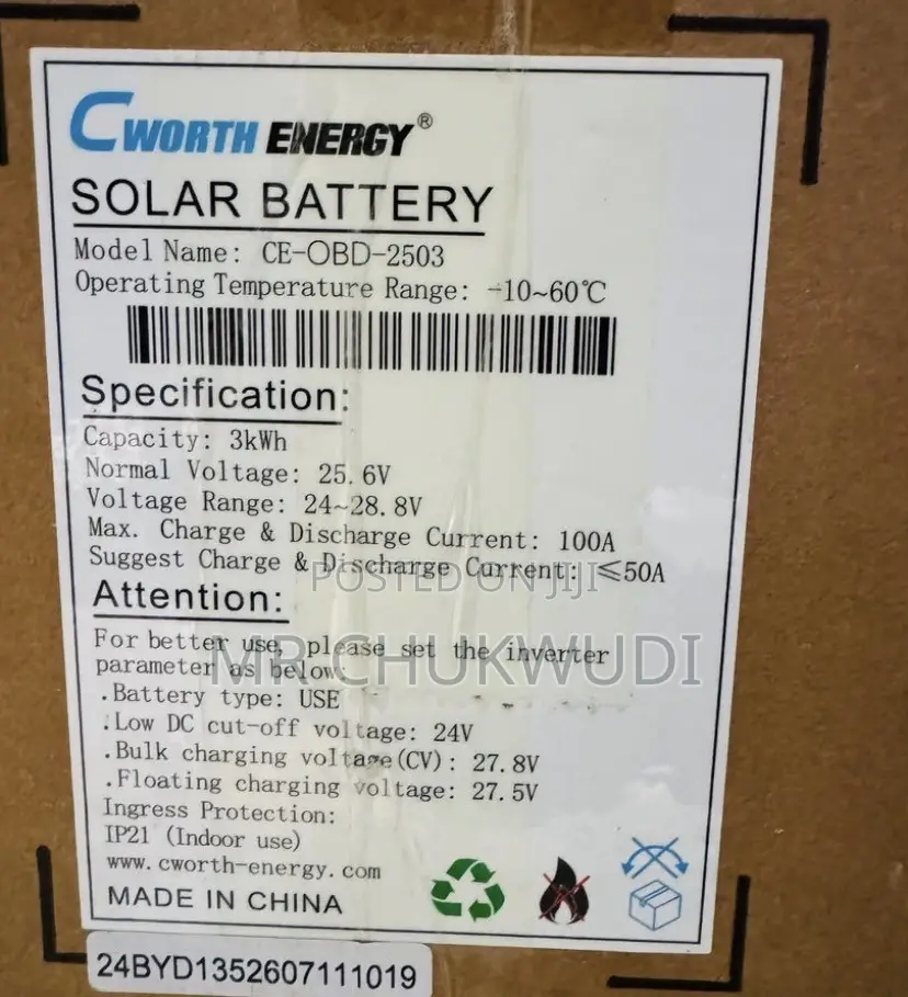 3kwh 25.6v Cworth Energy Solar Lithium Batteries Is Available
