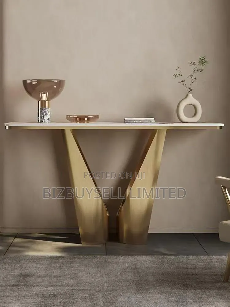 Luxury Console Table Feaures a Sleek Marble or Sintered Stone Top.