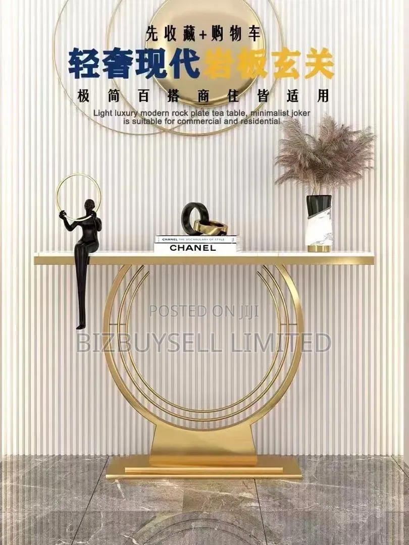 Luxury Console Table Feaures a Sleek Marble or Sintered Stone Top.