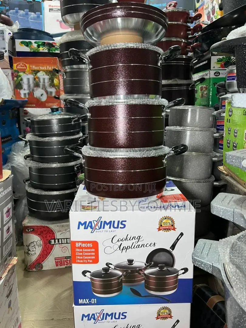 8pcs High Quality Non Stick Pot With Frying Pan Comes With Free Spoon