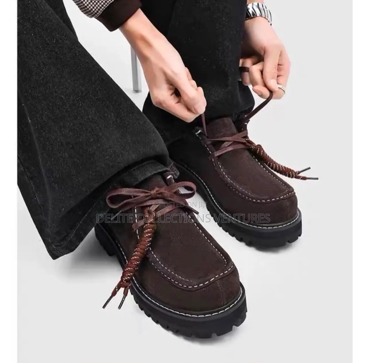 New Inn New FCDP Brown Suede Moc-Toe Shoes With Chunky Lug Soles