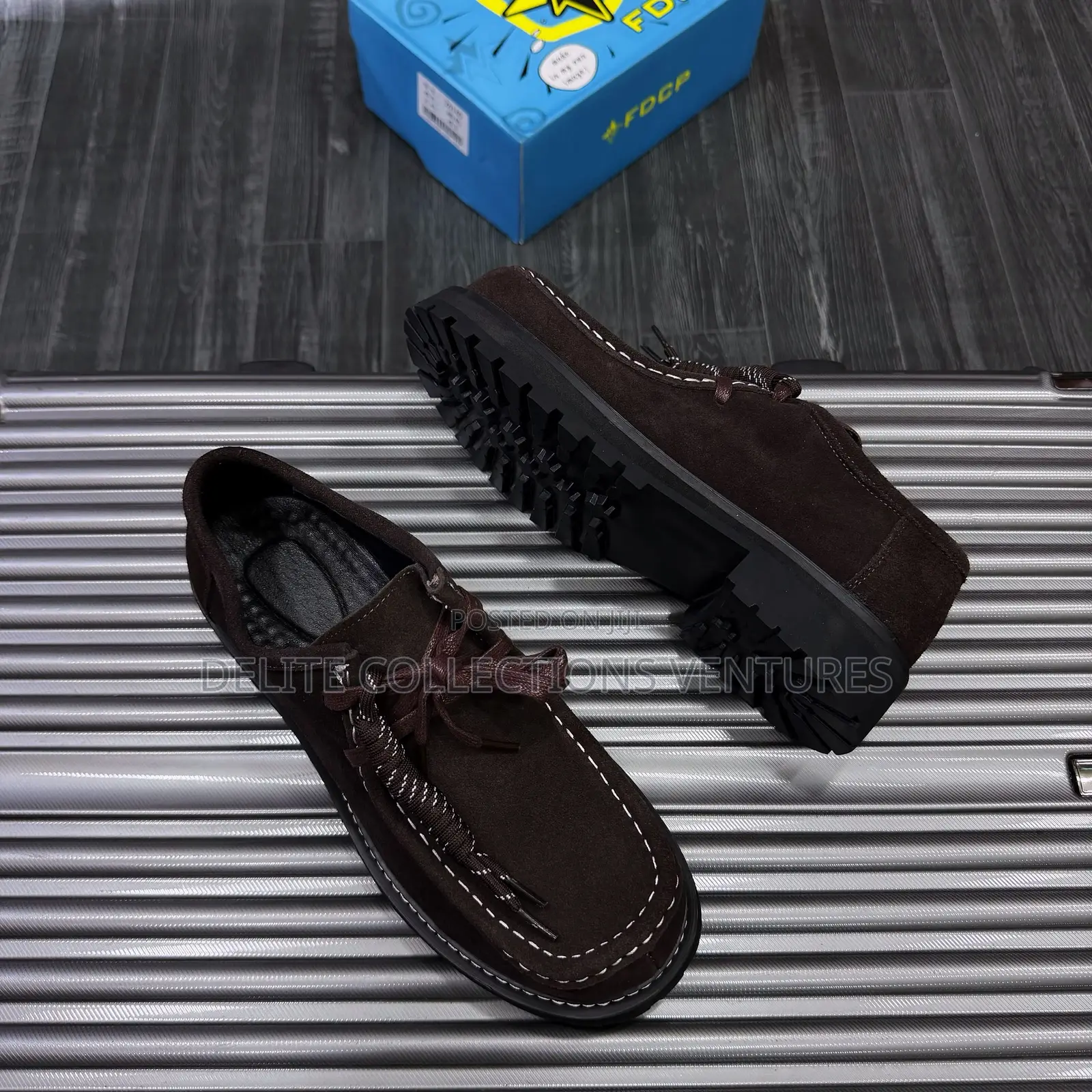 New Inn New FCDP Brown Suede Moc-Toe Shoes With Chunky Lug Soles