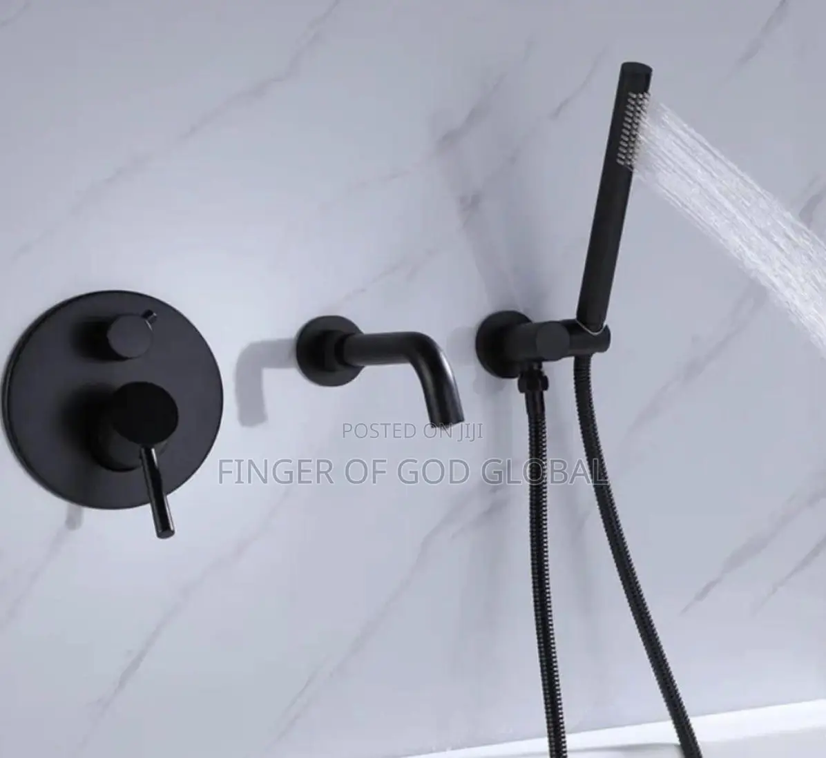 Black Wall-Mounted Shower Set