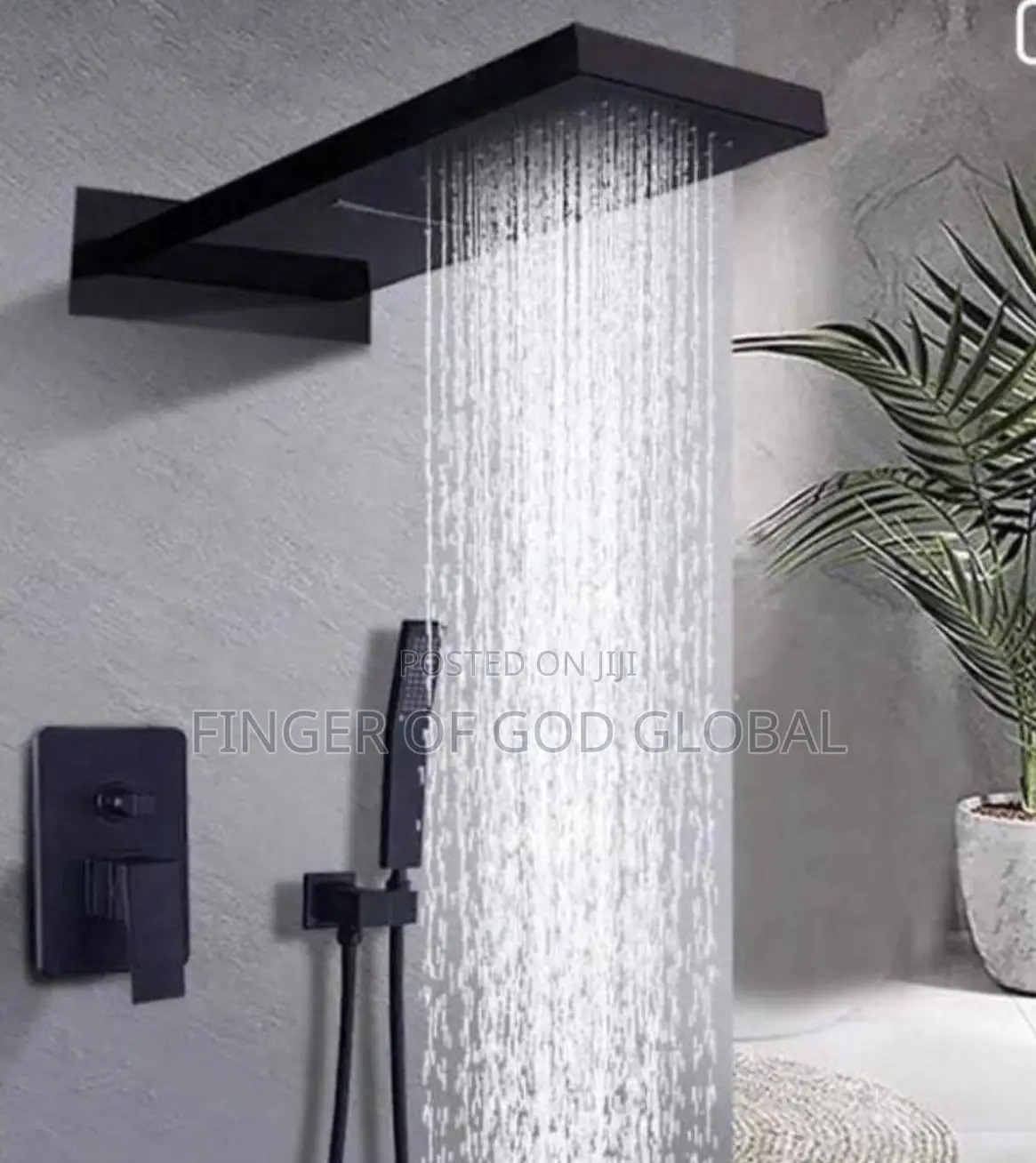 Black Rainfall Shower Set