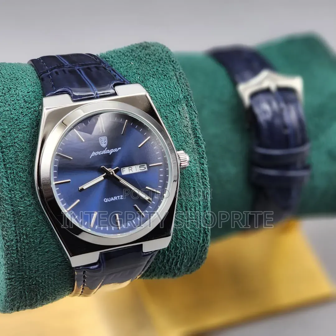 Poedagar Leather Strap Quartz Wristwatch