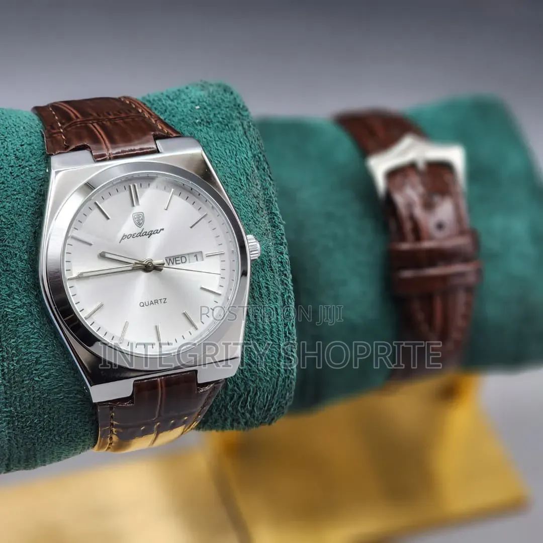 Poedagar Leather Strap Quartz Wristwatch