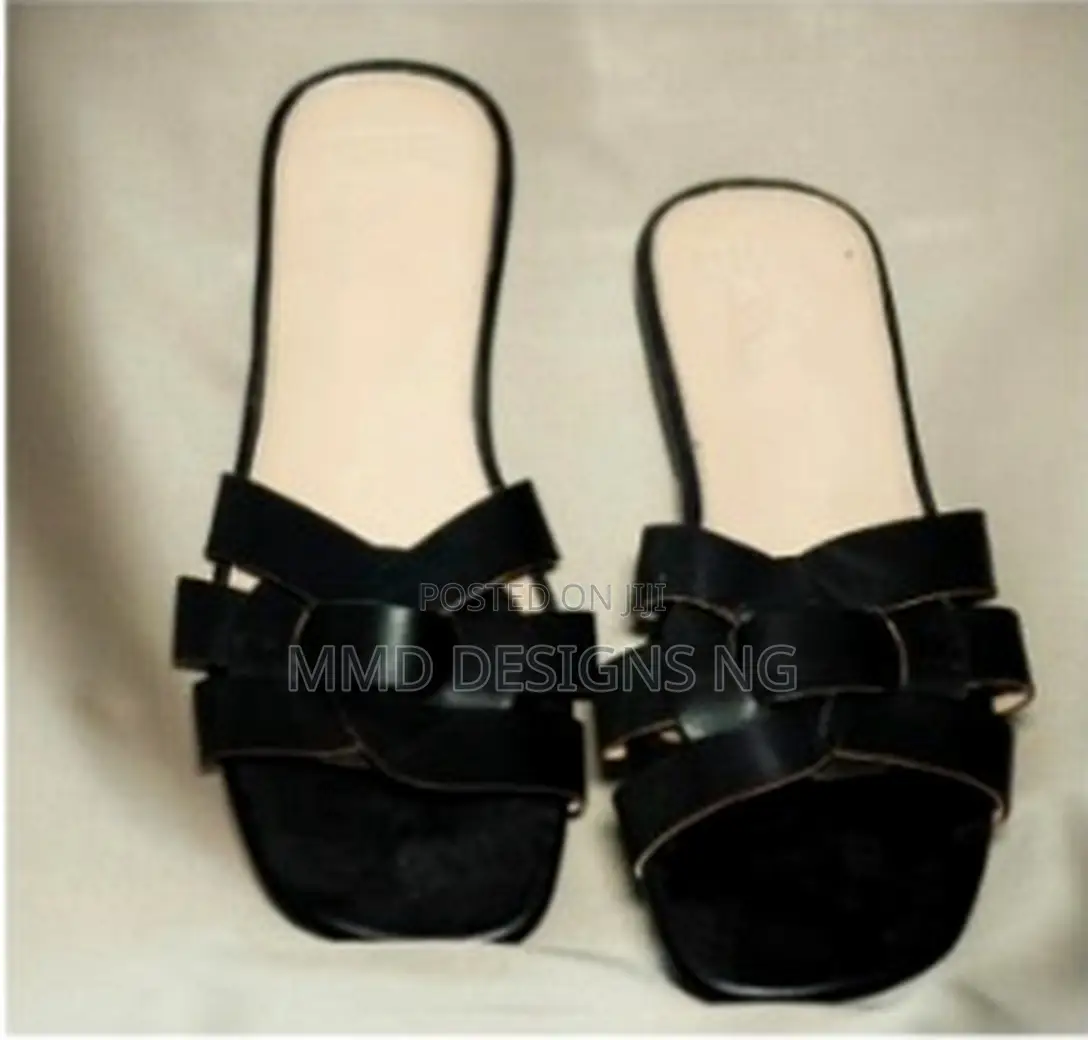 MMD Habiba Sole Women's Black Woven Multi-Strap Slides
