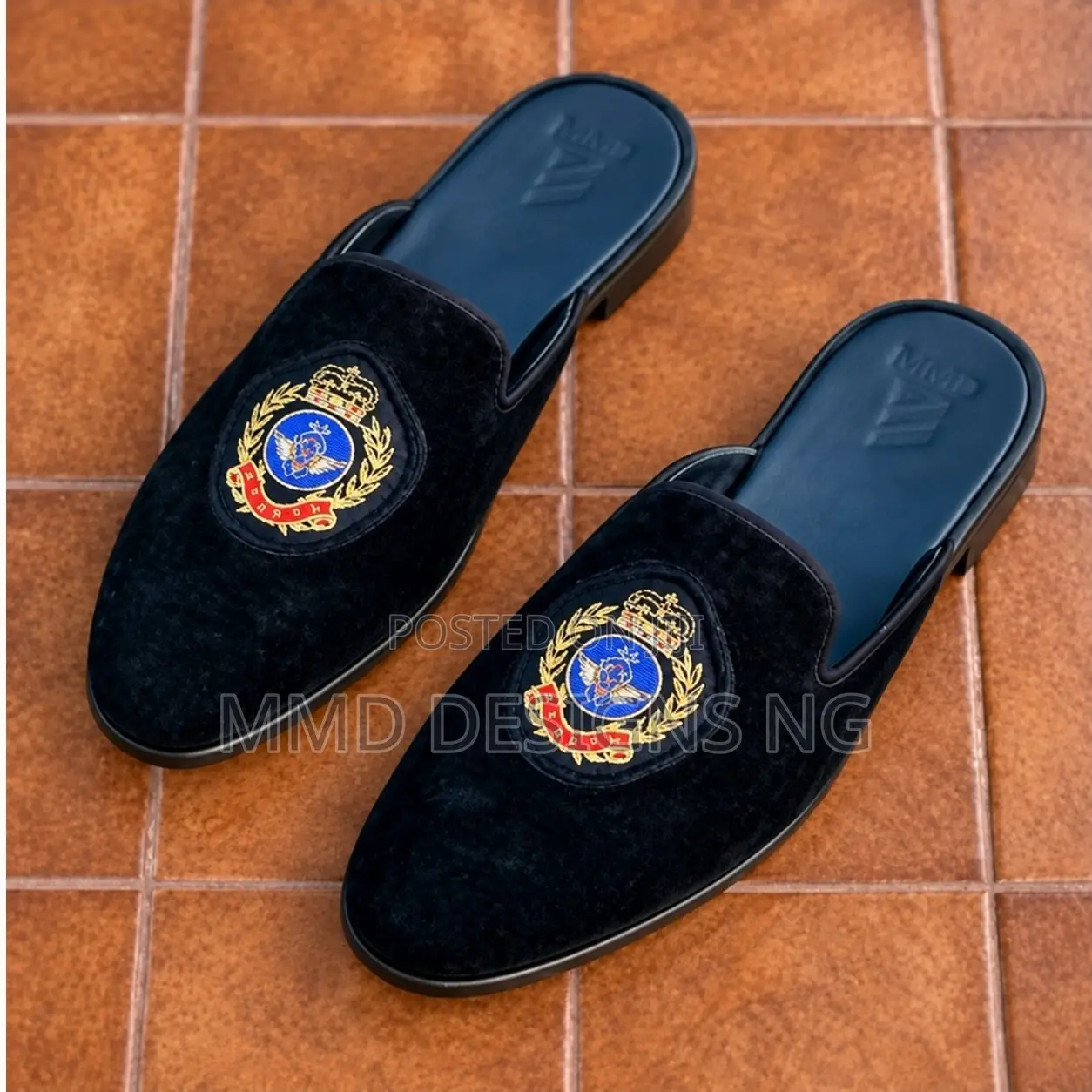 MMD Crown of Arewa Men's Embroidered Mule Loafers