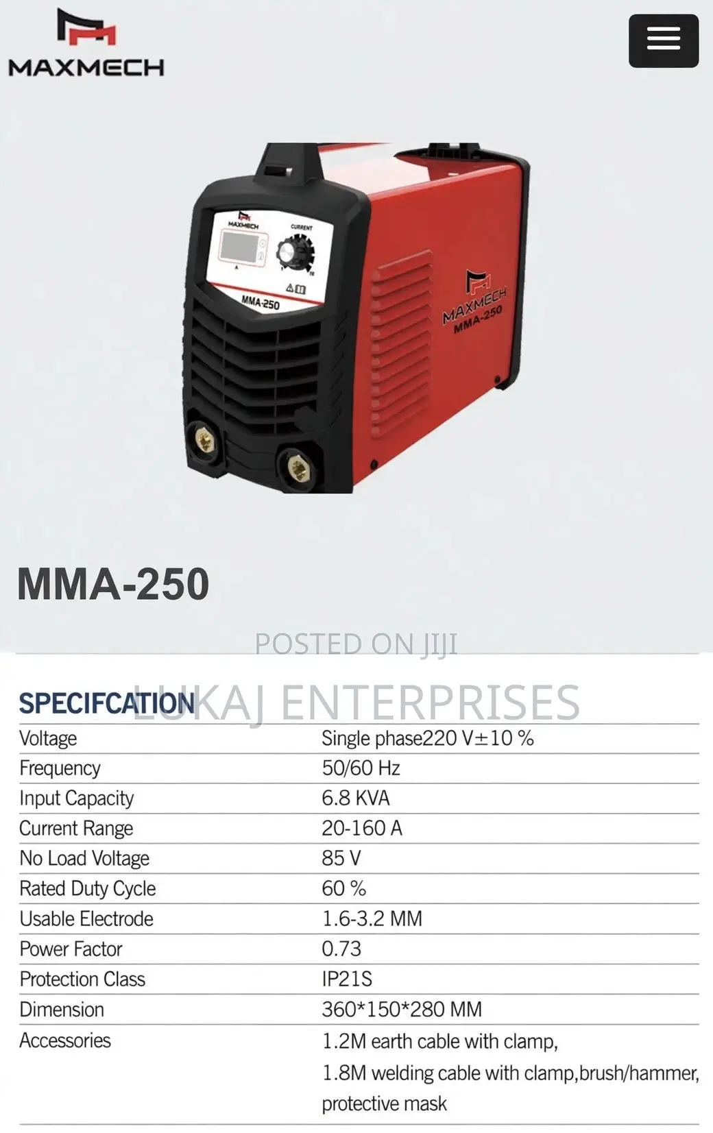 Maxmech MMA-250 Inverter Welding Machine