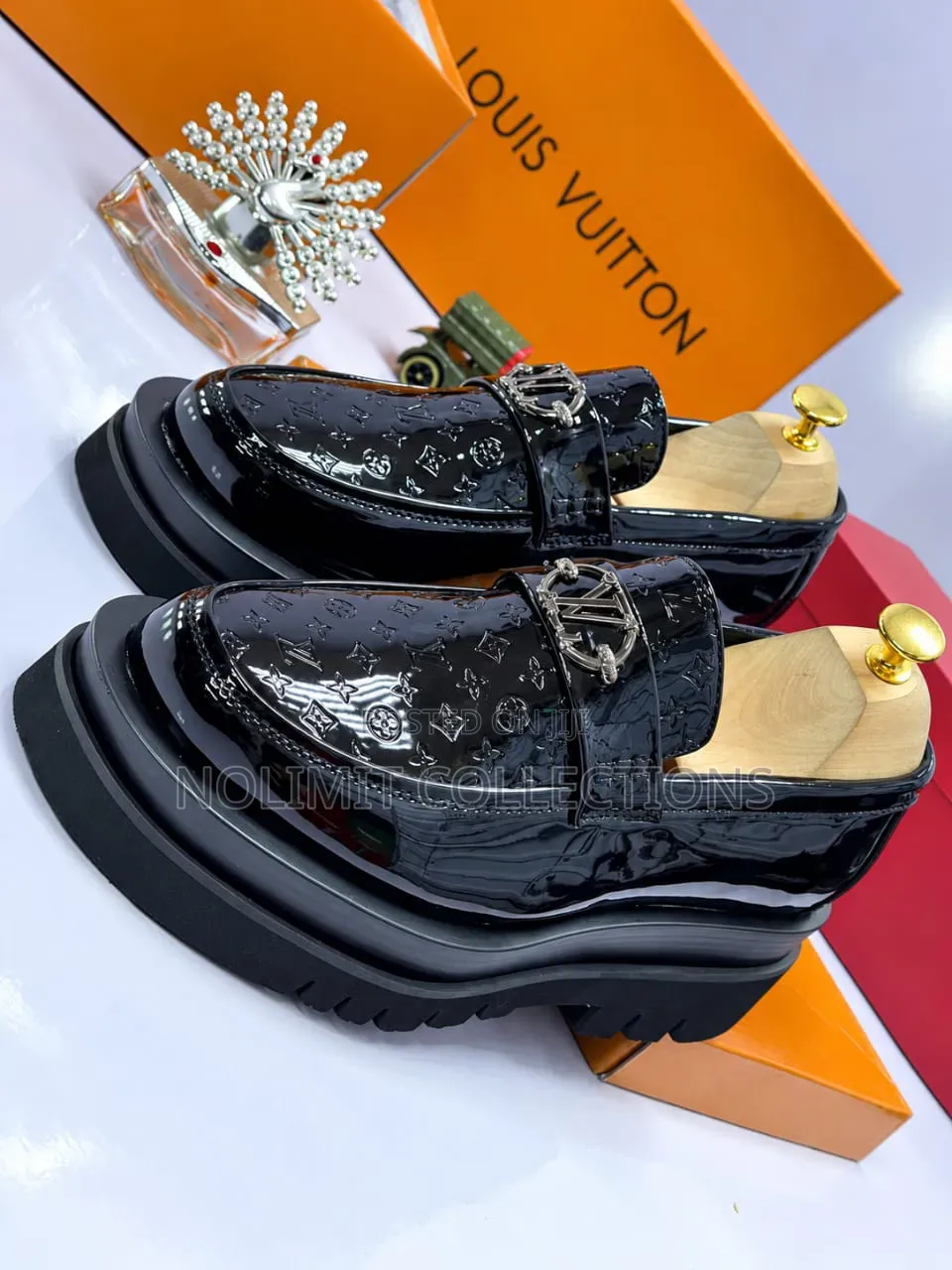 Black Patent Leather Louis Vuitton Monogram Double Sole Loafers