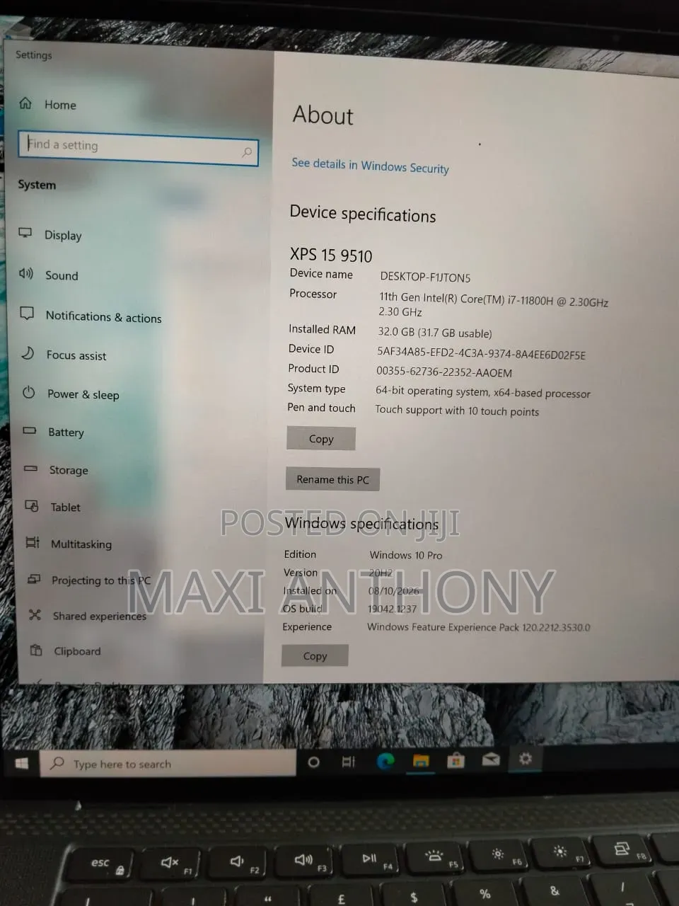 Laptop Dell XPS 15 9510 32GB Intel Core i7 SSD 32GB