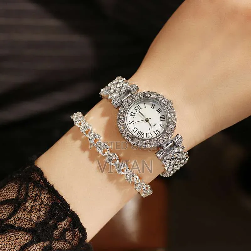 Gold Crystal Watch and Bracelet Set