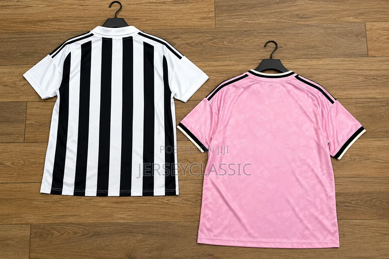 Juventus Black & White + Pink Football Jerseys – Back View