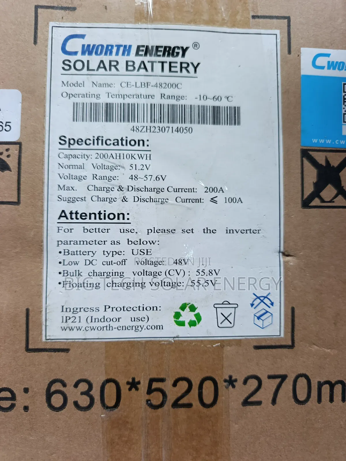 10kwh 48v Cworth Energy Lithium Ion Battery